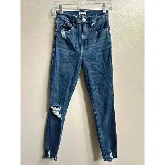 Good American Women’s High-Waisted Distressed Skinny Ankle Jeans in Size 2 - Picture 1 of 11